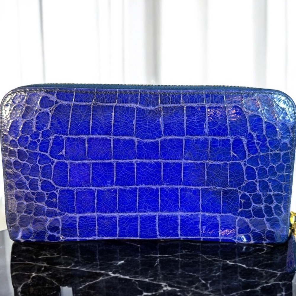 Miu Miu Croc Embossed Leather Zip Around Continental Wallet with COA - Picture 3 of 13